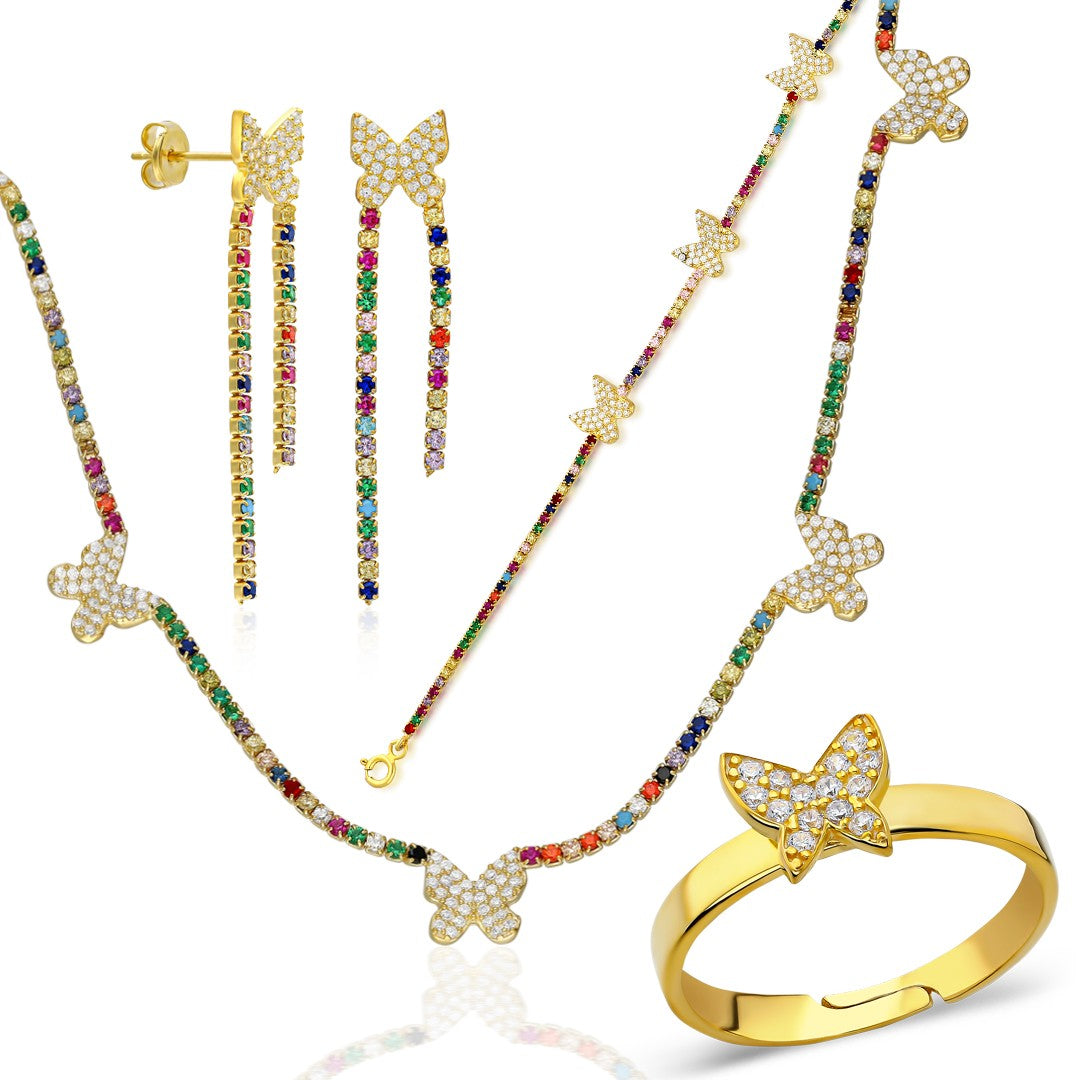 Kelebek Taşlı Set - 925 GÜMÜŞ