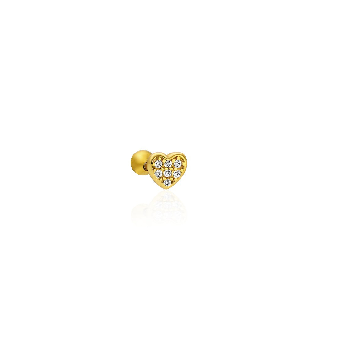 Taşlı Kalp Piercing - 925 GÜMÜŞ
