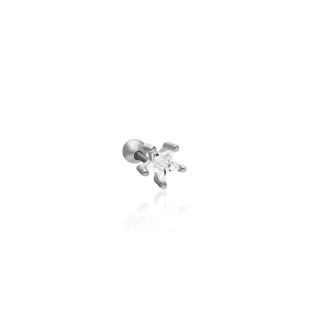 Yıldız Taşlı Trend Piercing - 925 GÜMÜŞ