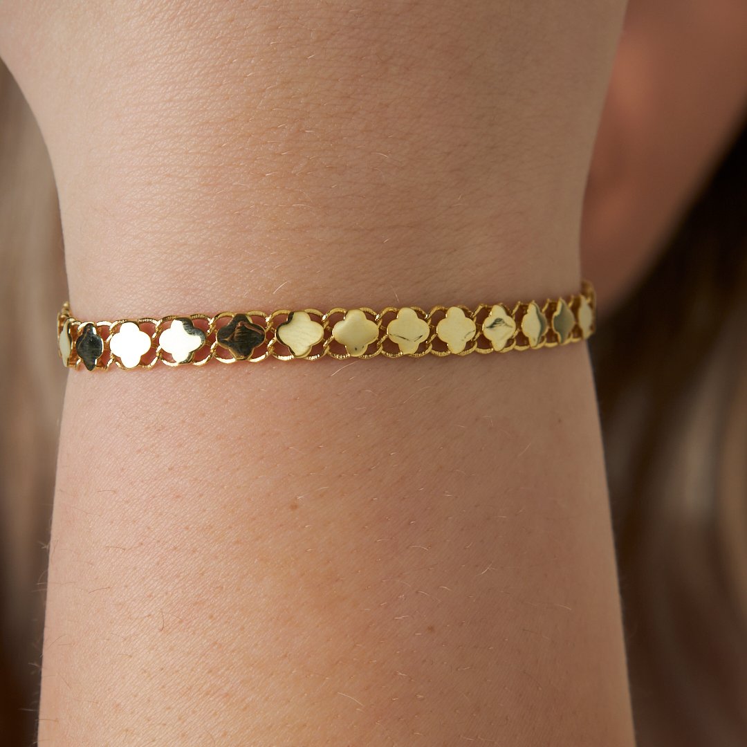 Yonca Zincir Bileklik - 925 GÜMÜŞ