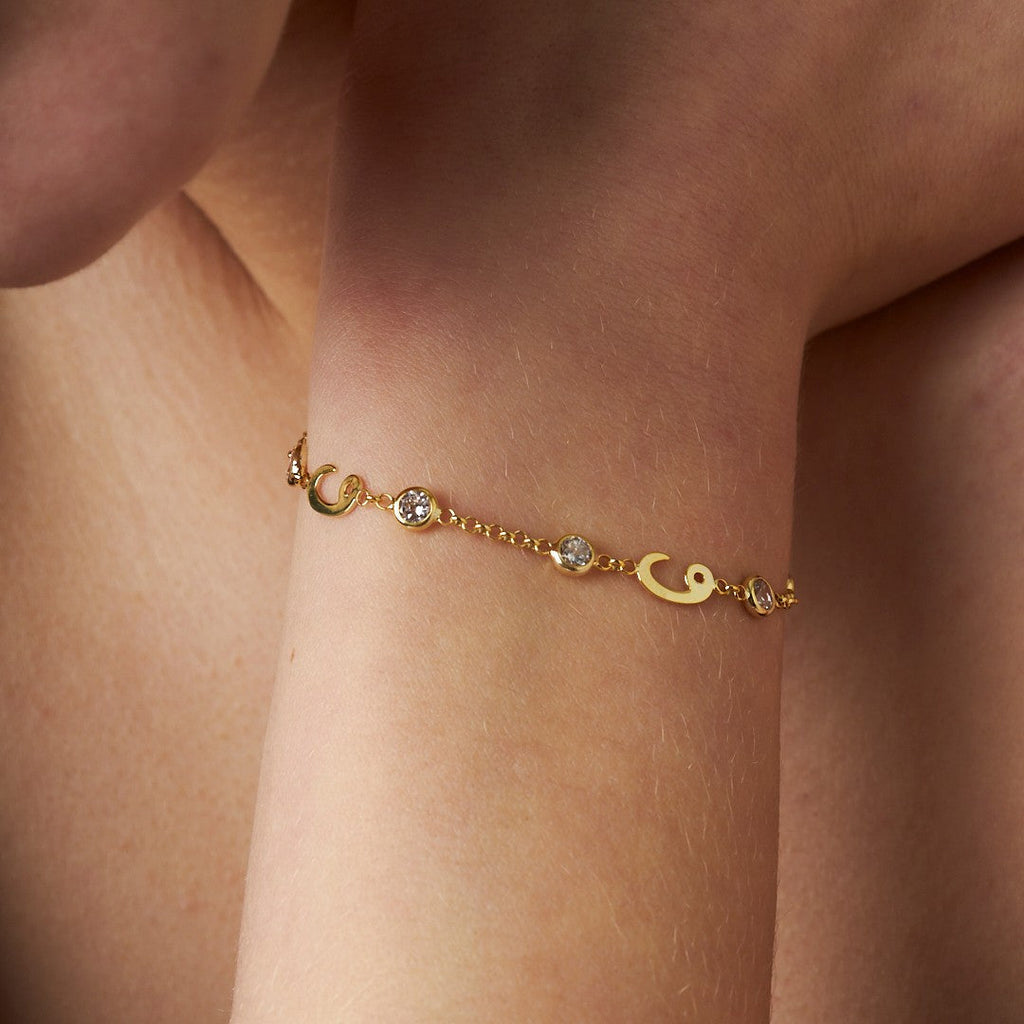 Taşlı Vav Bileklik - 925 GÜMÜŞ