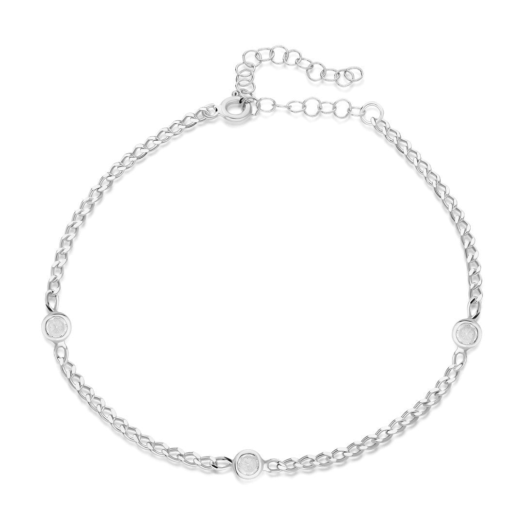 Küçük Taşlı Zincir Bileklik - 925 GÜMÜŞ