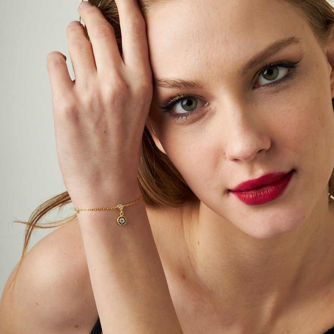 Üç Taşlı Nazar Bilezik - 925 GÜMÜŞ