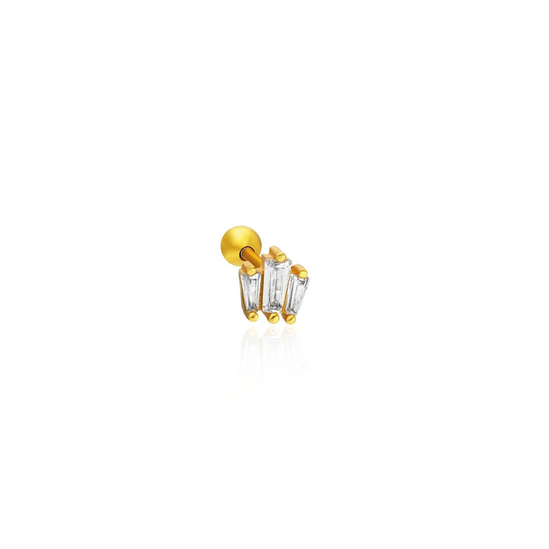 Üç Sıralı Baget Piercing - 925 GÜMÜŞ