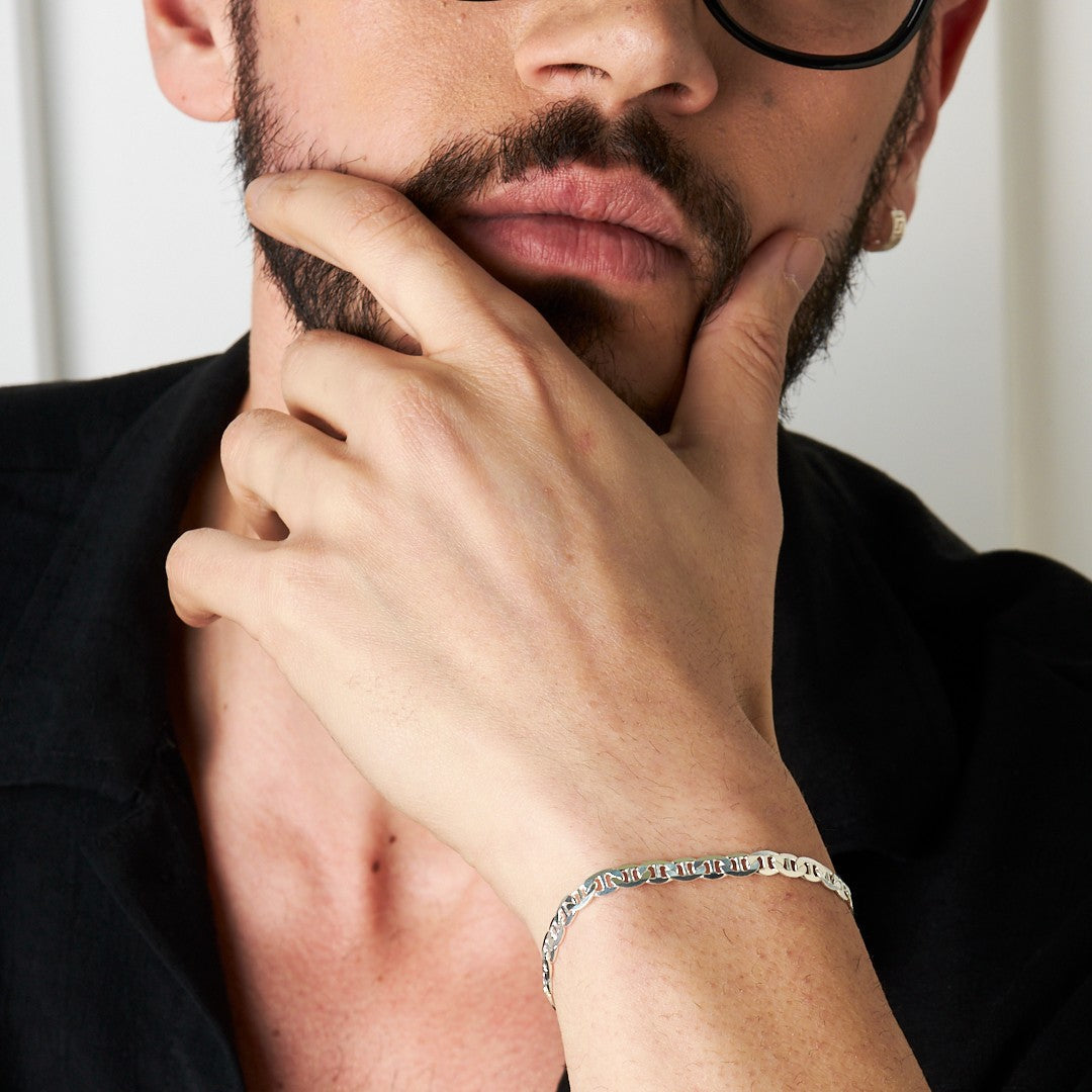 Örme Zincir Bileklik - 925 GÜMÜŞ