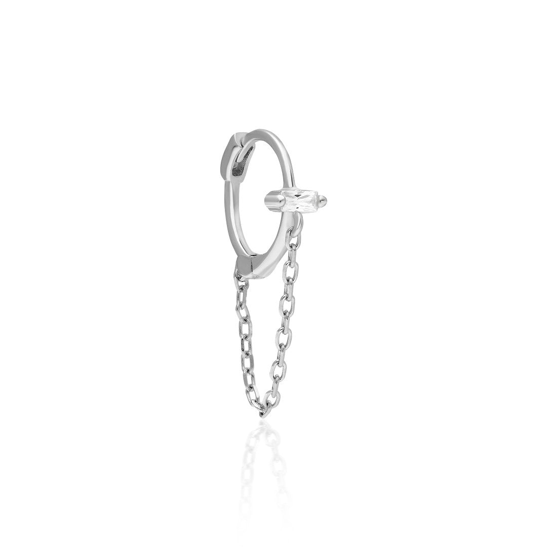 Beget Taşlı Zincir Piercing - 925 GÜMÜŞ