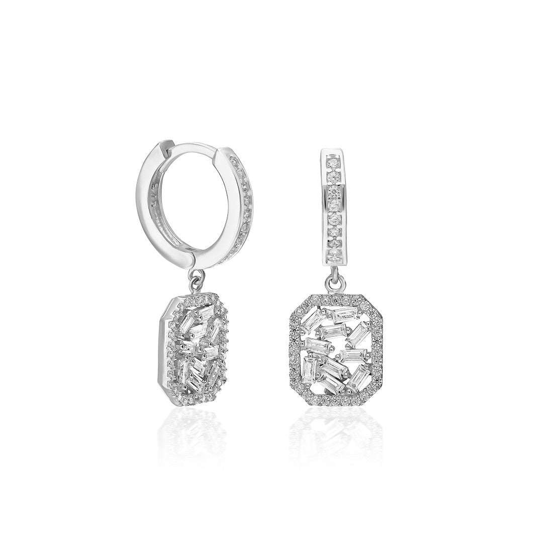 Baget Taşlı Küpe - 925 GÜMÜŞ