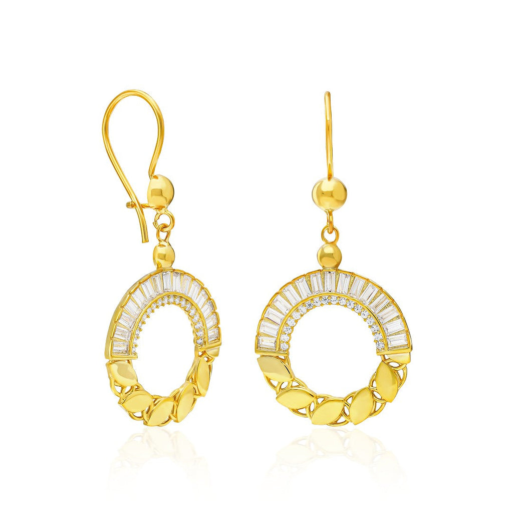 Oval Baget Taşlı Zincir Küpe - 925 GÜMÜŞ