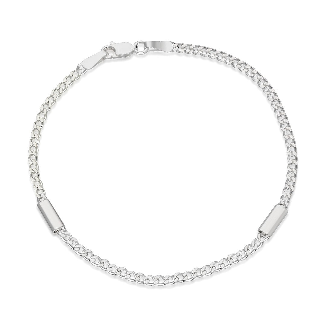 Parçalı Gurme Zincir Bileklik - 925 GÜMÜŞ