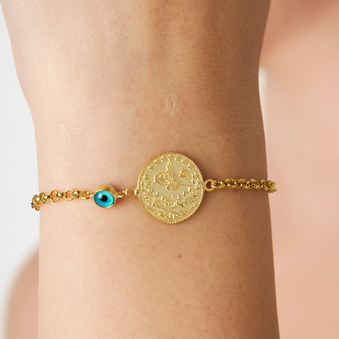 Nazar Tuğrası İnce Zincir Bileklik - 925 GÜMÜŞ