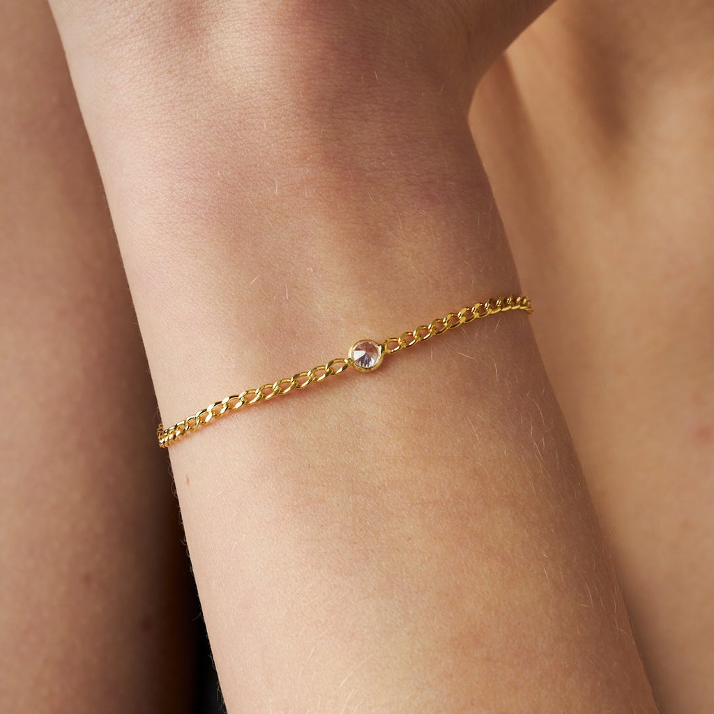 Tek Taş Bileklik - 925 GÜMÜŞ