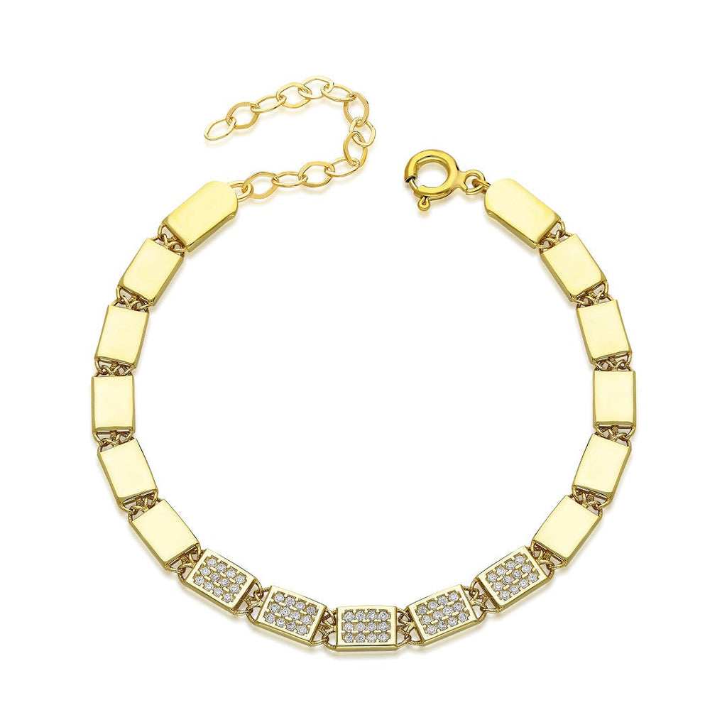 Taşlı Dikdörtgen Bileklik - 925 GÜMÜŞ