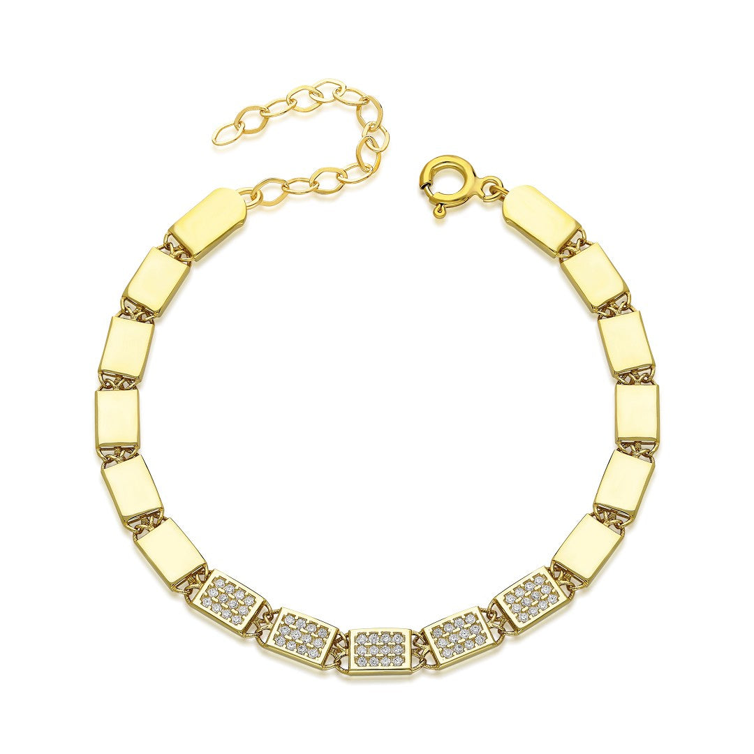 Taşlı Dikdörtgen Bileklik - 925 GÜMÜŞ