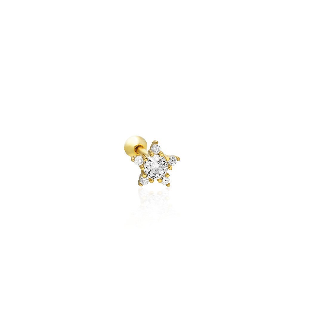 Taşlı yıldız Piercing - 925 GÜMÜŞ