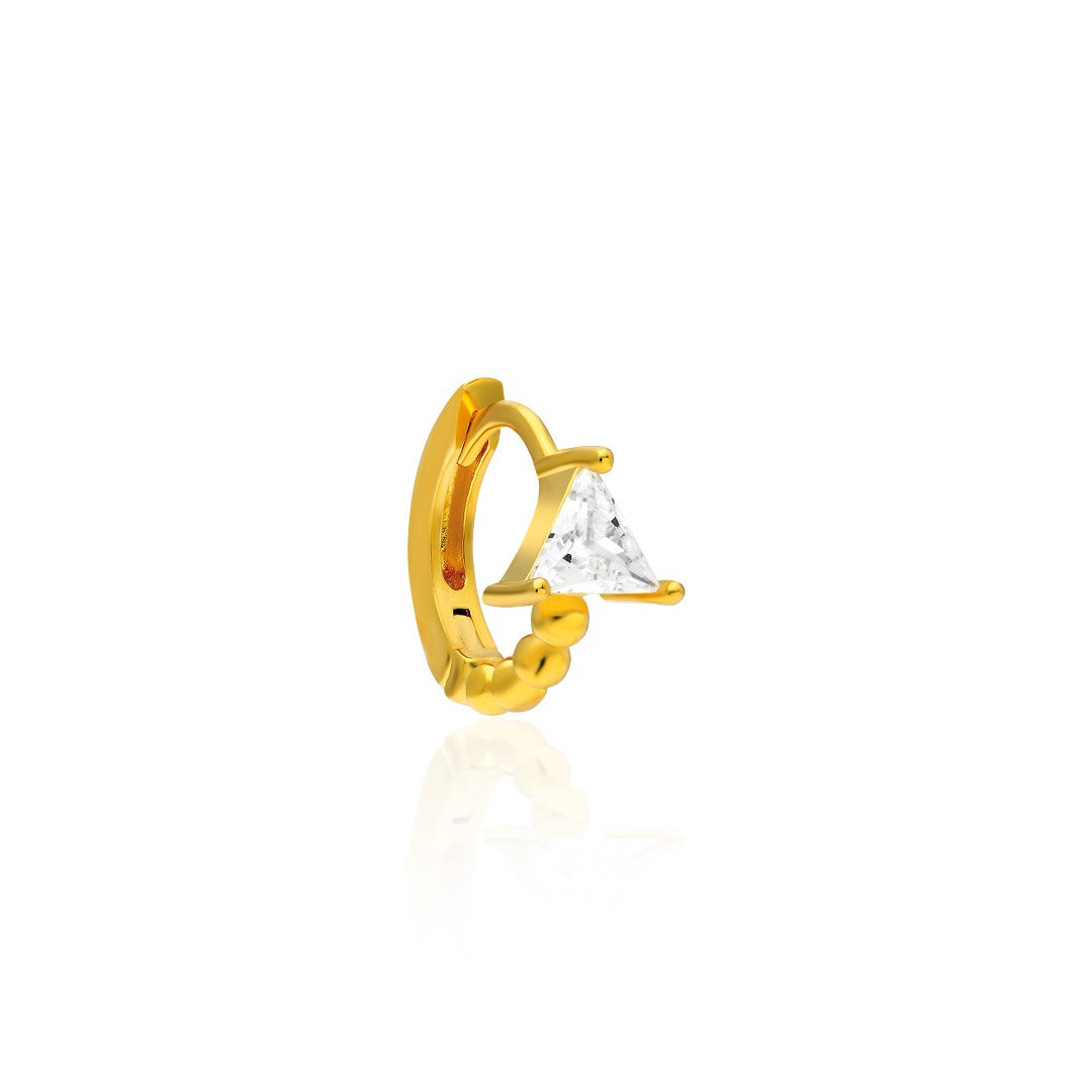 Üçgen Taşlı Oval Piercing - 925 GÜMÜŞ