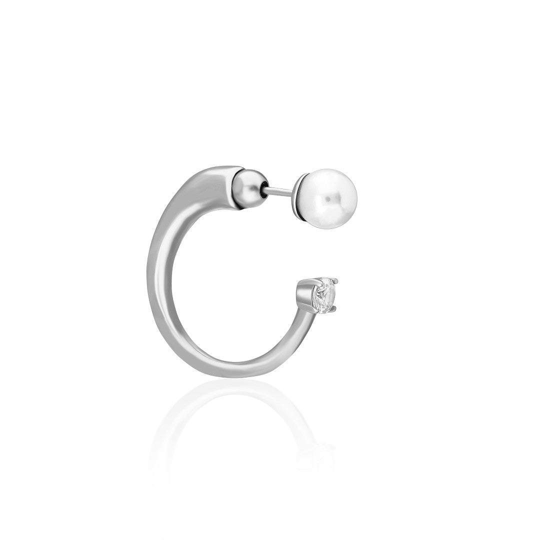 Minimal İncili Yarım Küpe - 925 GÜMÜŞ