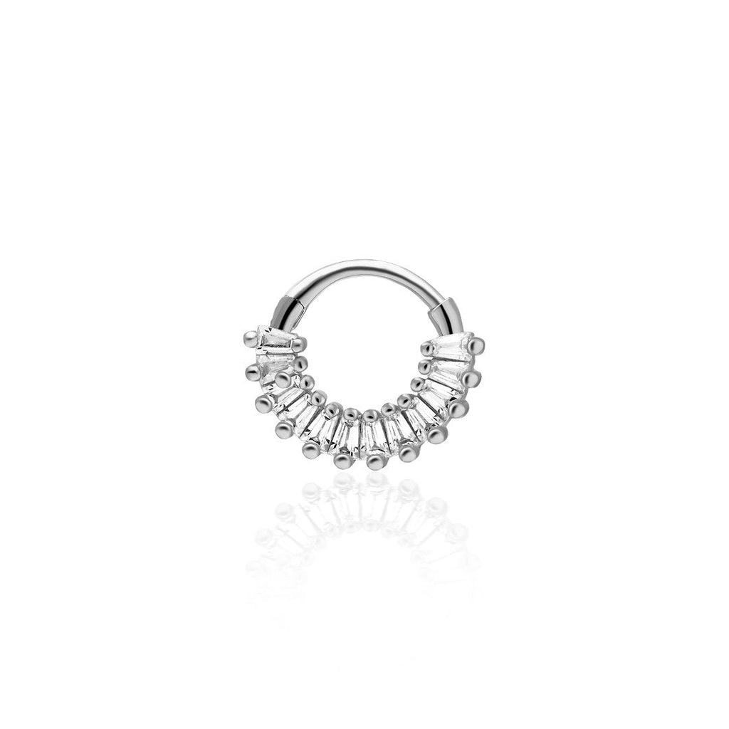 Baget Sıralı Yuvarlak Piercing - 925 GÜMÜŞ