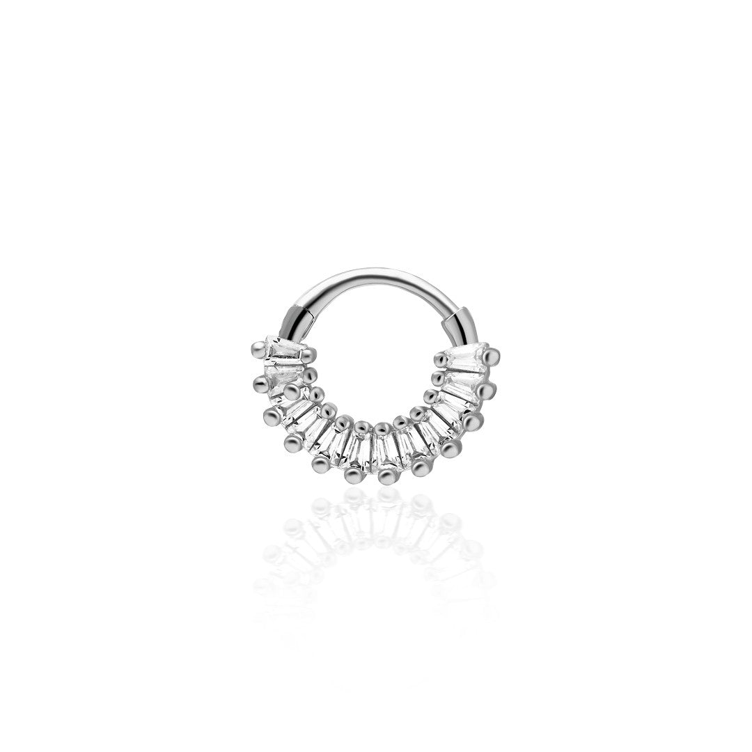 Baget Sıralı Yuvarlak Piercing - 925 GÜMÜŞ