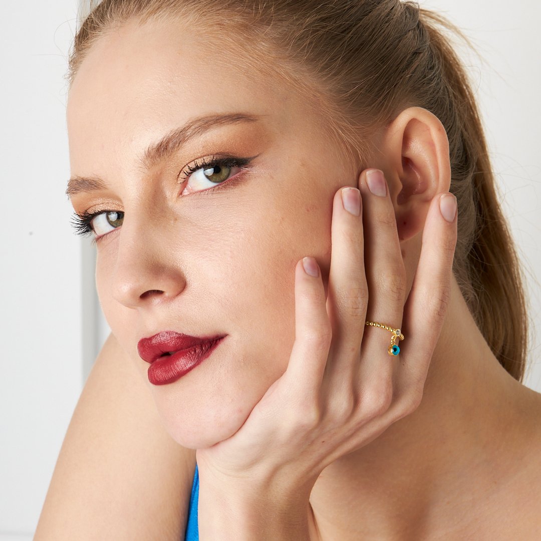 Nazar Taşlı Yüzük - 925 GÜMÜŞ