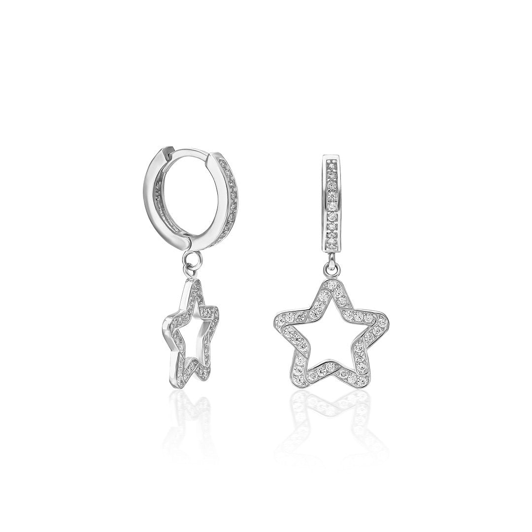 Sallantılı Taşlı Yıldız Küpe - 925 GÜMÜŞ