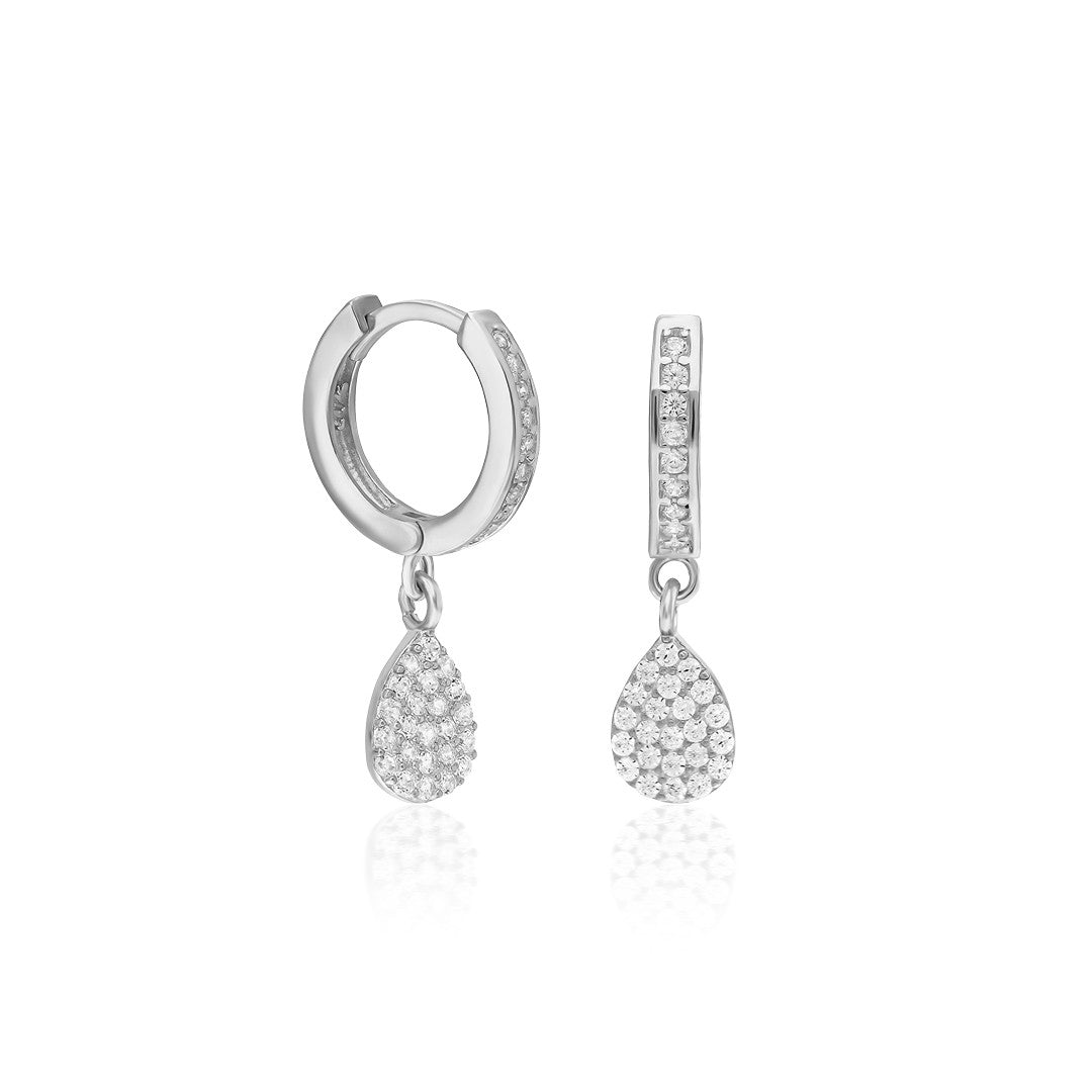 Taşlı Sallantılı Su Damlası Küpe - 925 GÜMÜŞ