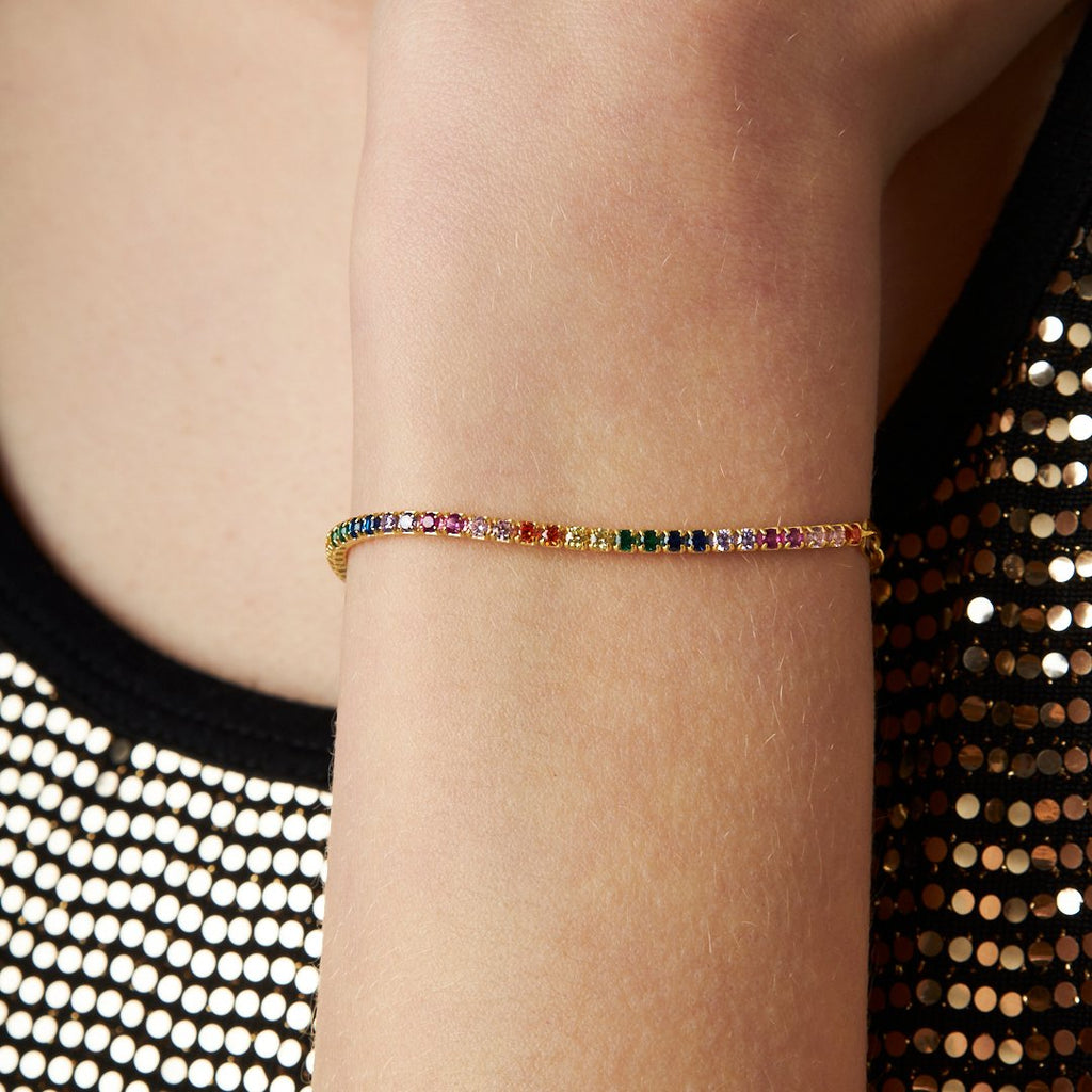 Renkli Su Yolları Zincir Bileklik - 925 GÜMÜŞ