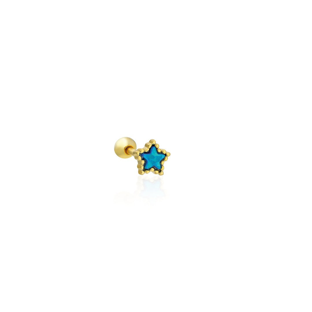 Renkli Taşlı Piercing - 925 GÜMÜŞ