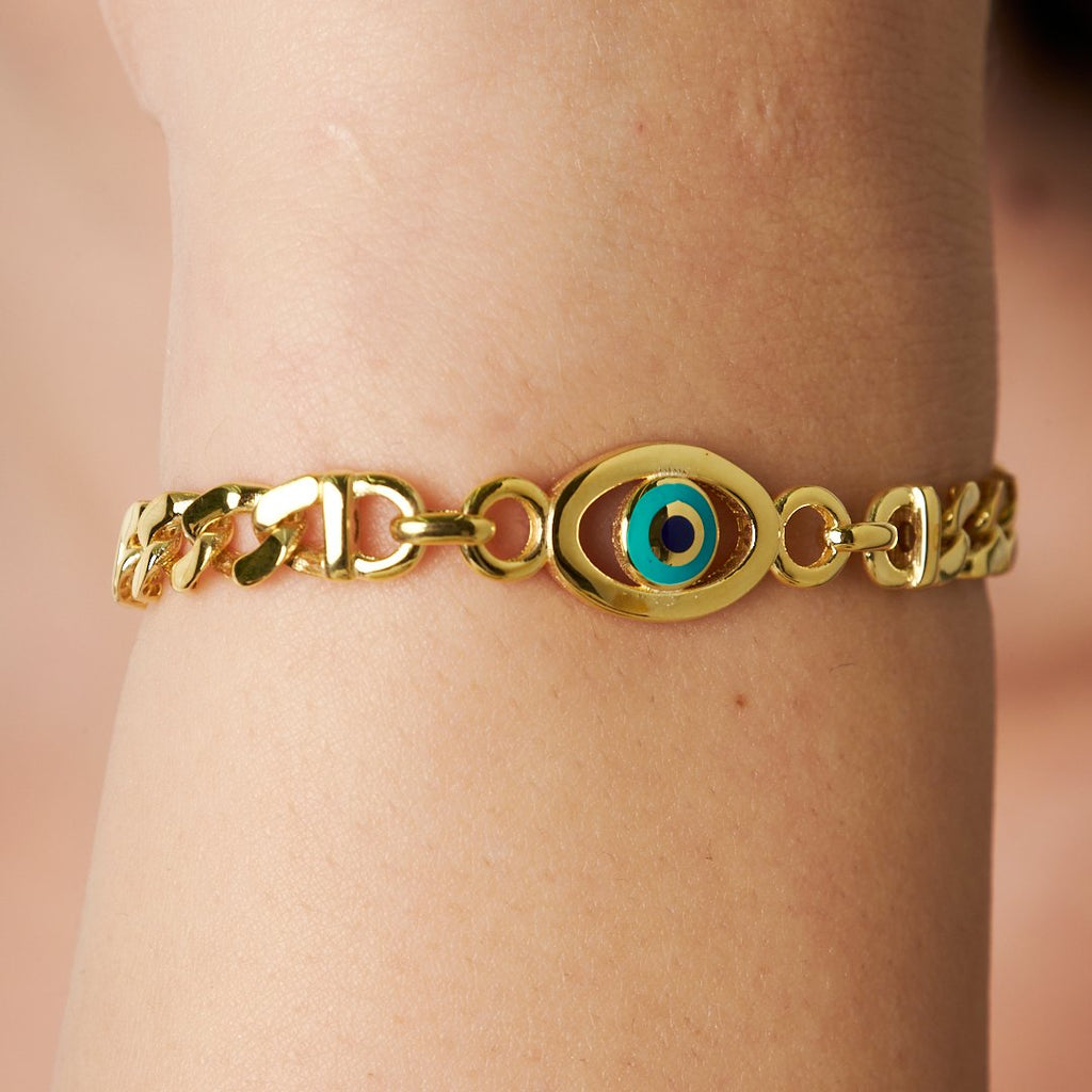 Nazar Çift Zincirli Bileklik - 925 GÜMÜŞ