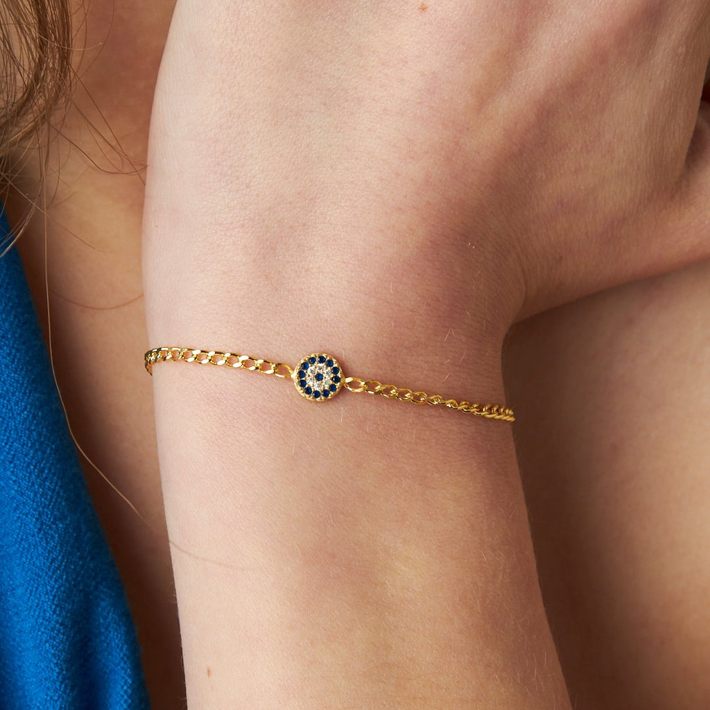 Tek Gözlü Zincir Bileklik - 925 GÜMÜŞ