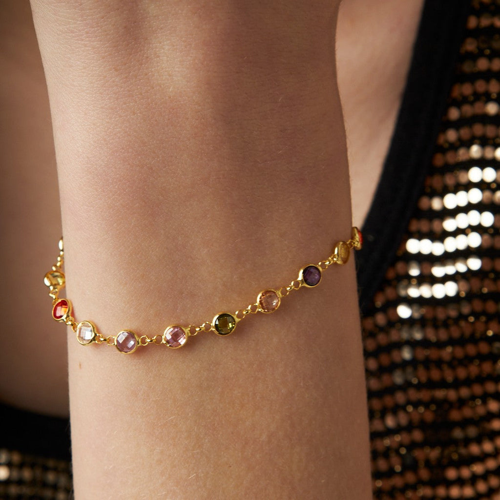 Renkli Taşlı Bileklik - 925 GÜMÜŞ
