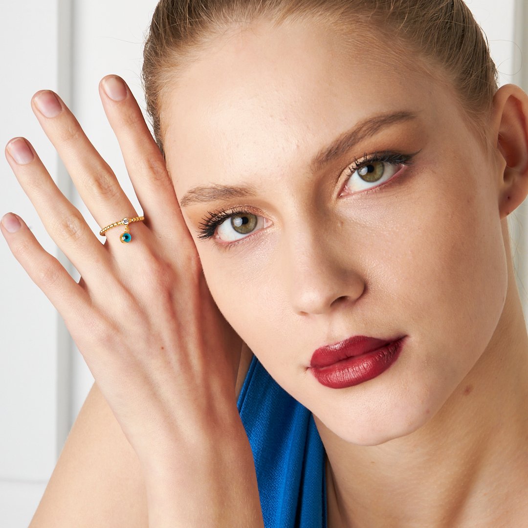 Nazar Taşlı Yüzük - 925 GÜMÜŞ