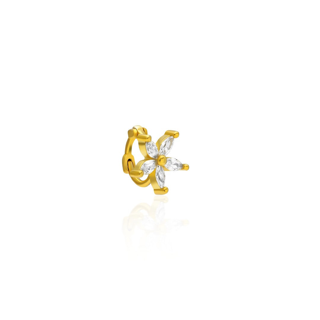 Parıltılı Çiçek Piercing - 925 GÜMÜŞ