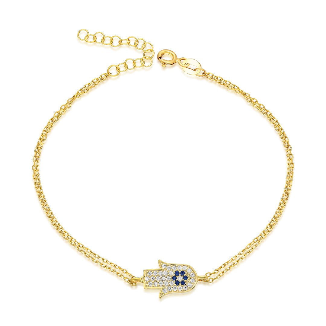 Taşlı Fatma Ana Eli Bileklik - 925 GÜMÜŞ