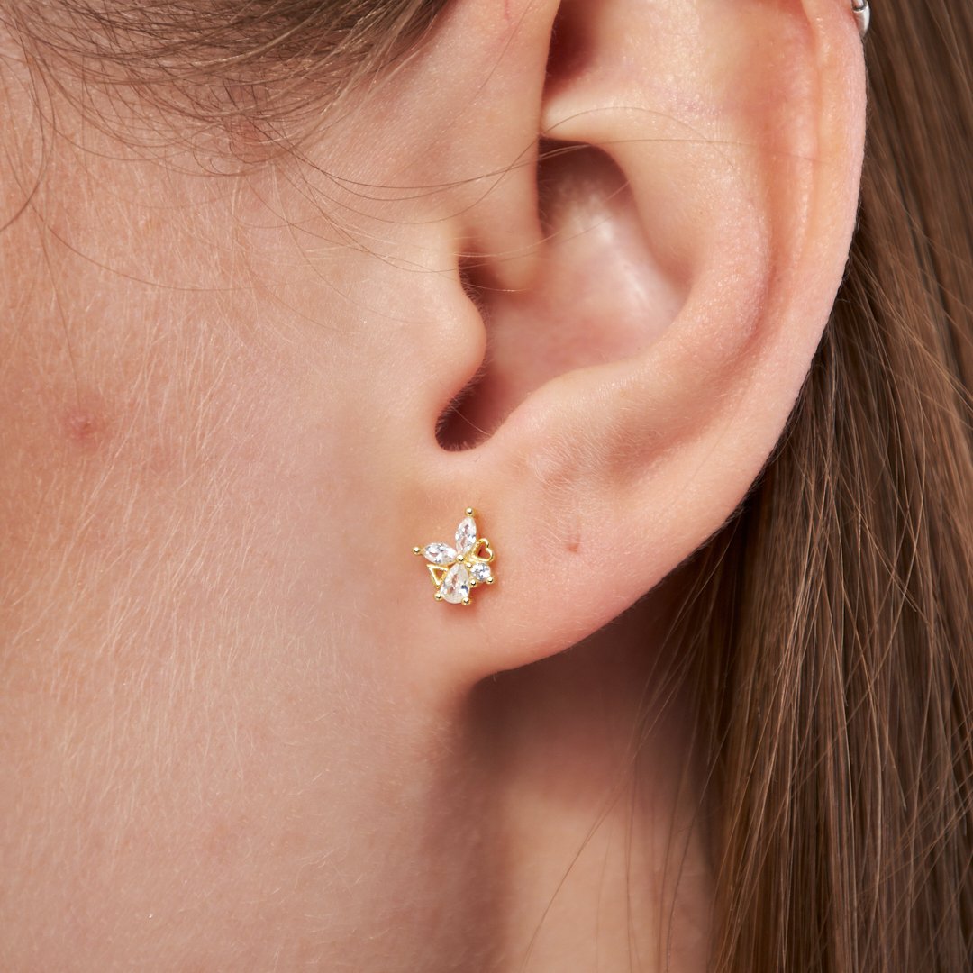 Kalp ile çiçek piercing - 925 GÜMÜŞ