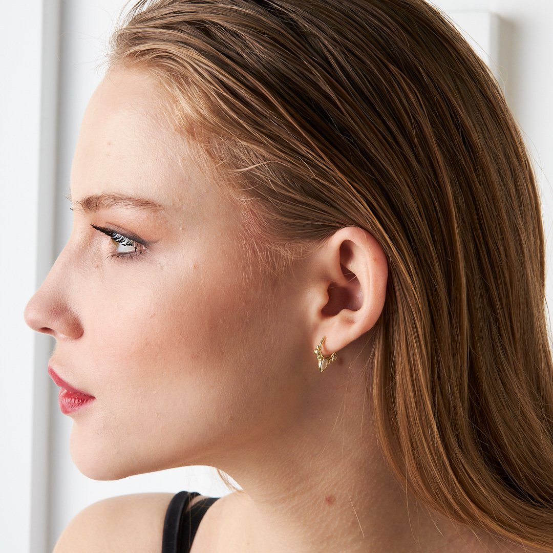 Gözyaşı Taşlı Yuvarlak Piercing - 925 GÜMÜŞ