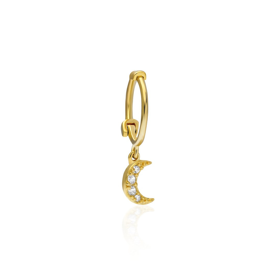 Taşlı Ay Piercing - 925 GÜMÜŞ