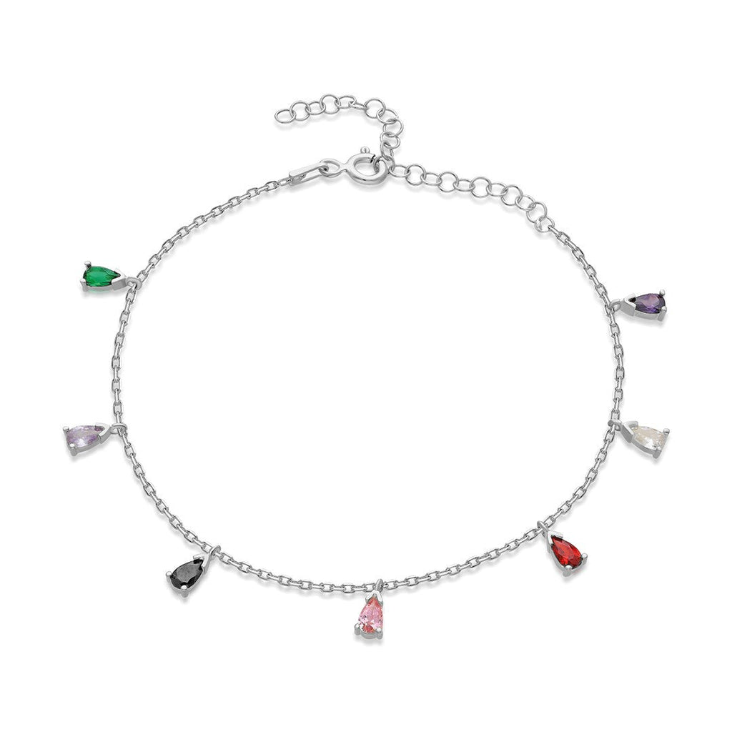 Renkli Gözyaşı Bilezik - 925 GÜMÜŞ