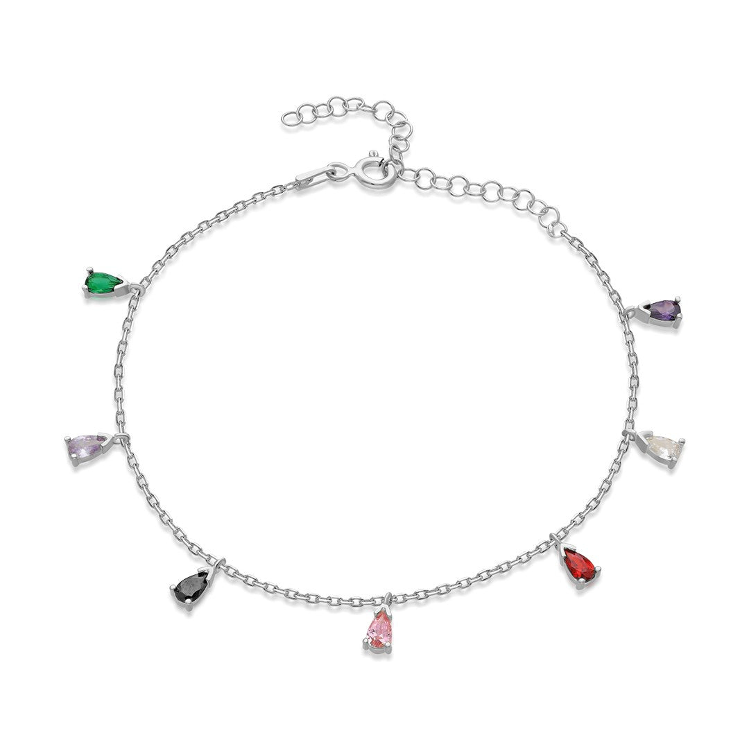 Renkli Gözyaşı Bilezik - 925 GÜMÜŞ