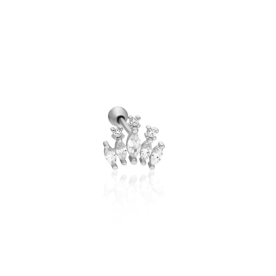 Beş Taşla Piercing - 925 GÜMÜŞ