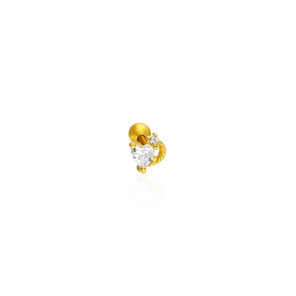 Kalp Taşlı Sarmaşık Piercingi - 925 GÜMÜŞ