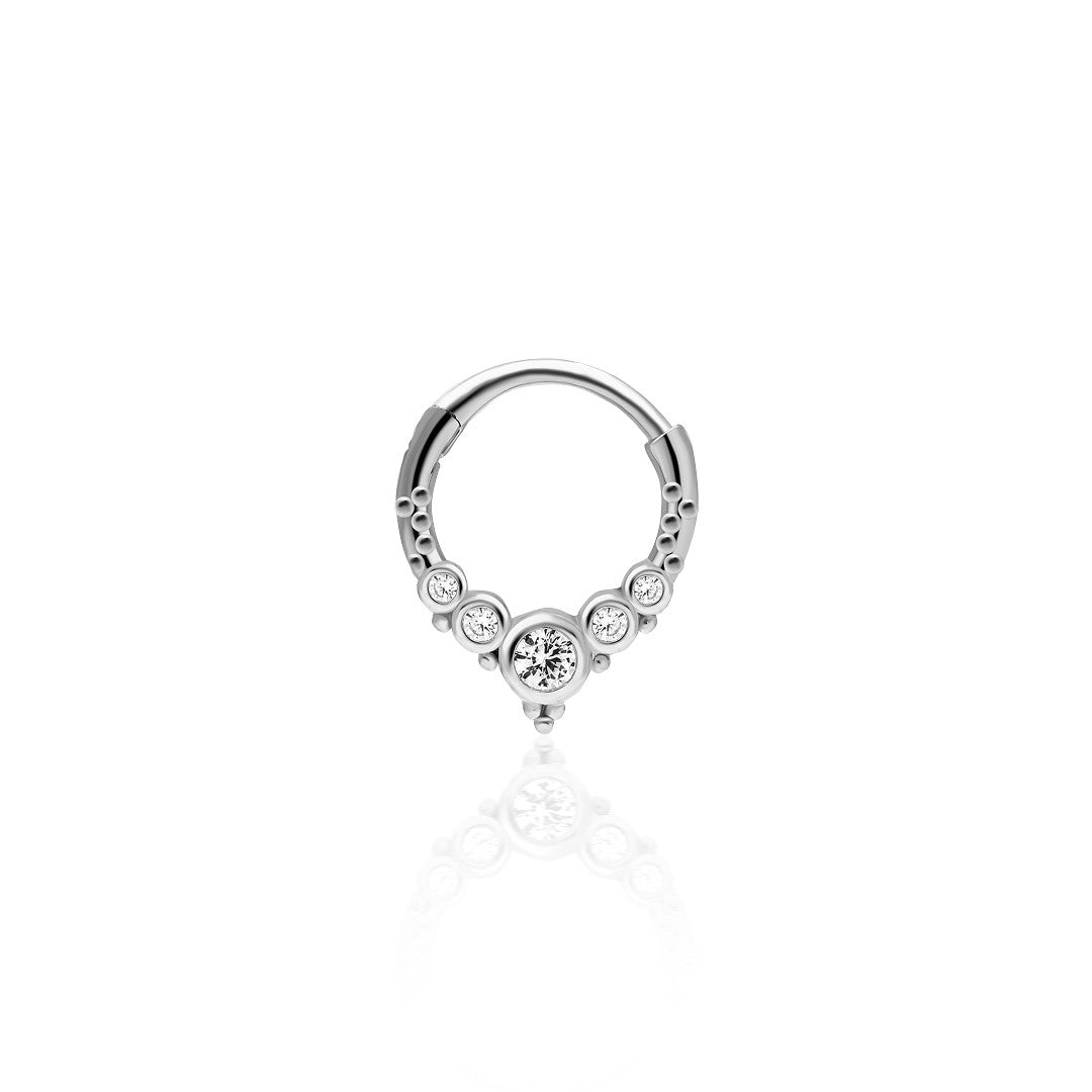 Minimal Taşlarla Halka Piercingi - 925 GÜMÜŞ