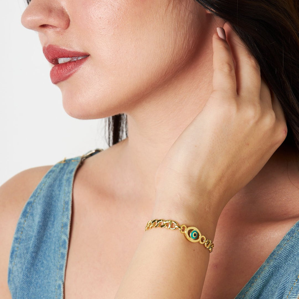 Nazar Çift Zincirli Bileklik - 925 GÜMÜŞ