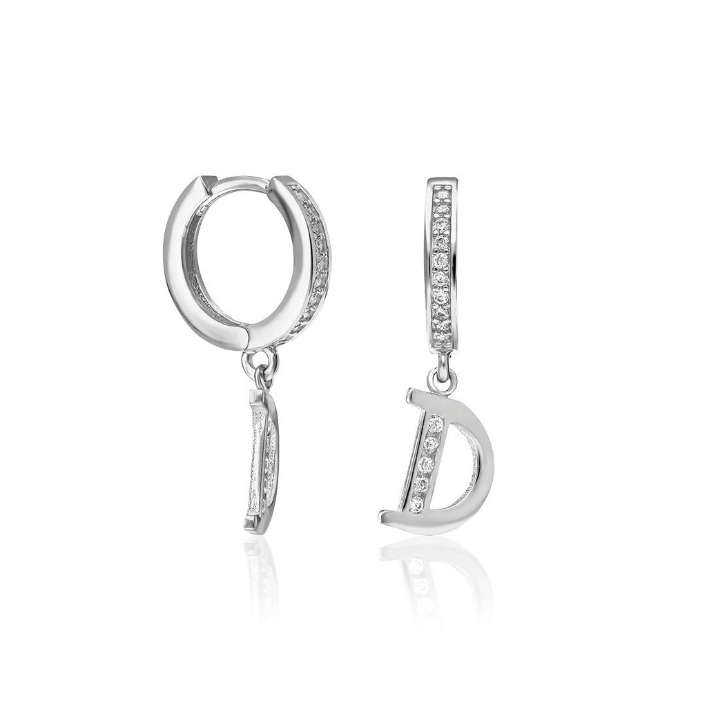 Zirkon Taşlı Harf Küpe - 925 GÜMÜŞ