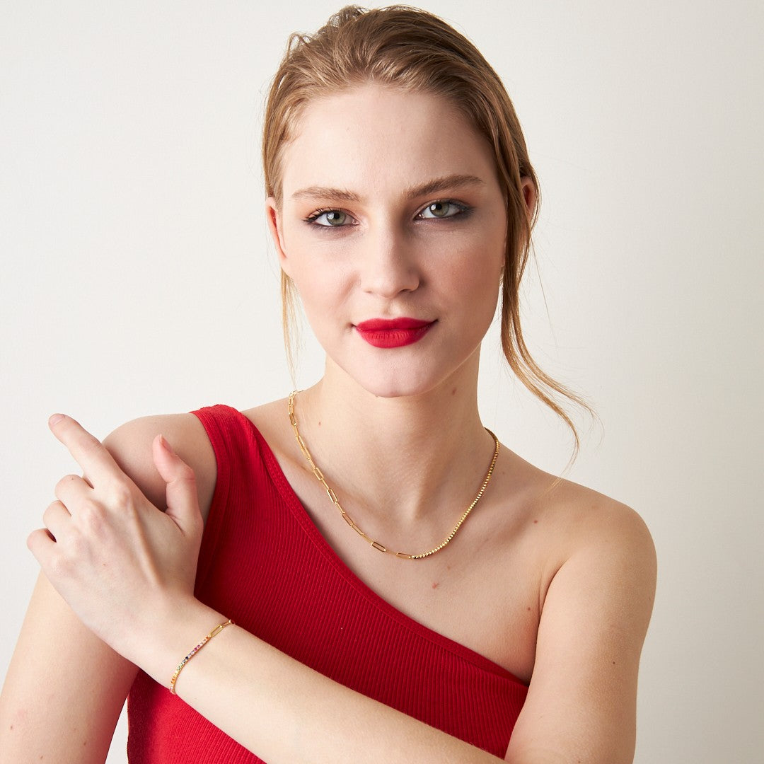 Renkli Su Yolu Zincir Seti - 925 GÜMÜŞ