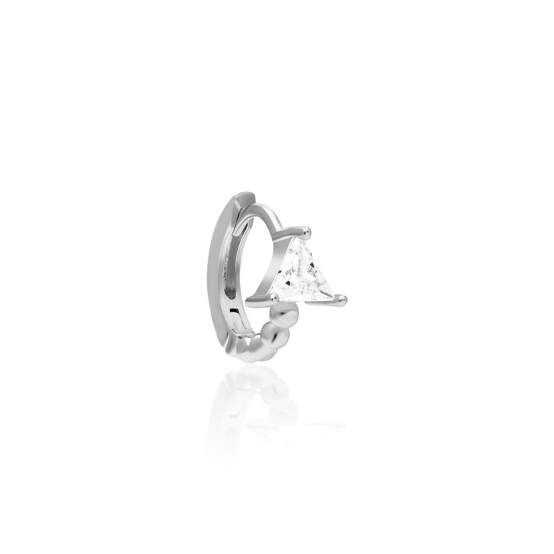 Üçgen Taşlı Oval Piercing - 925 GÜMÜŞ