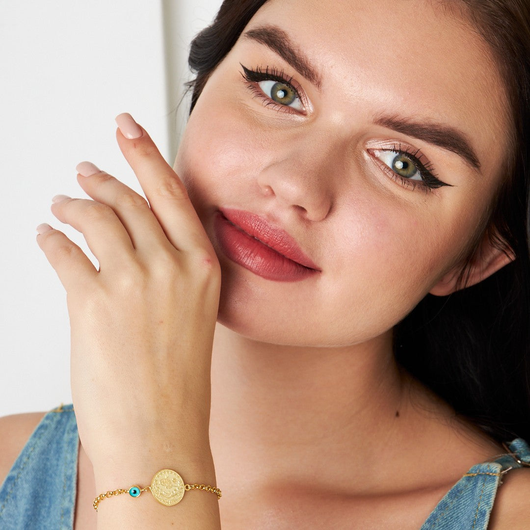 Nazar Tuğrası İnce Zincir Bileklik - 925 GÜMÜŞ