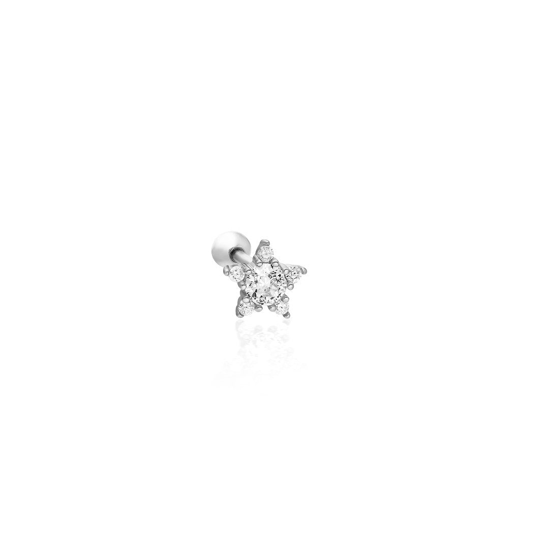 Taşlı yıldız Piercing - 925 GÜMÜŞ
