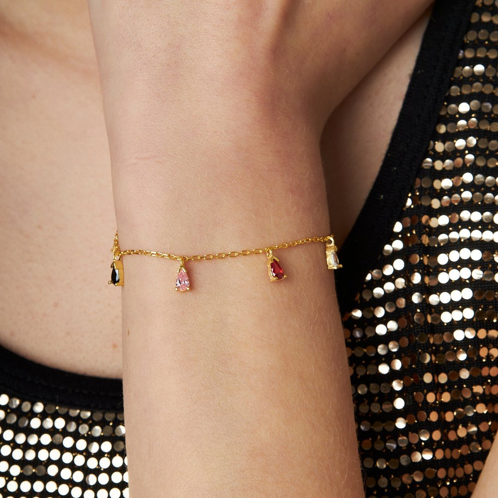 Renkli Gözyaşı Bilezik - 925 GÜMÜŞ