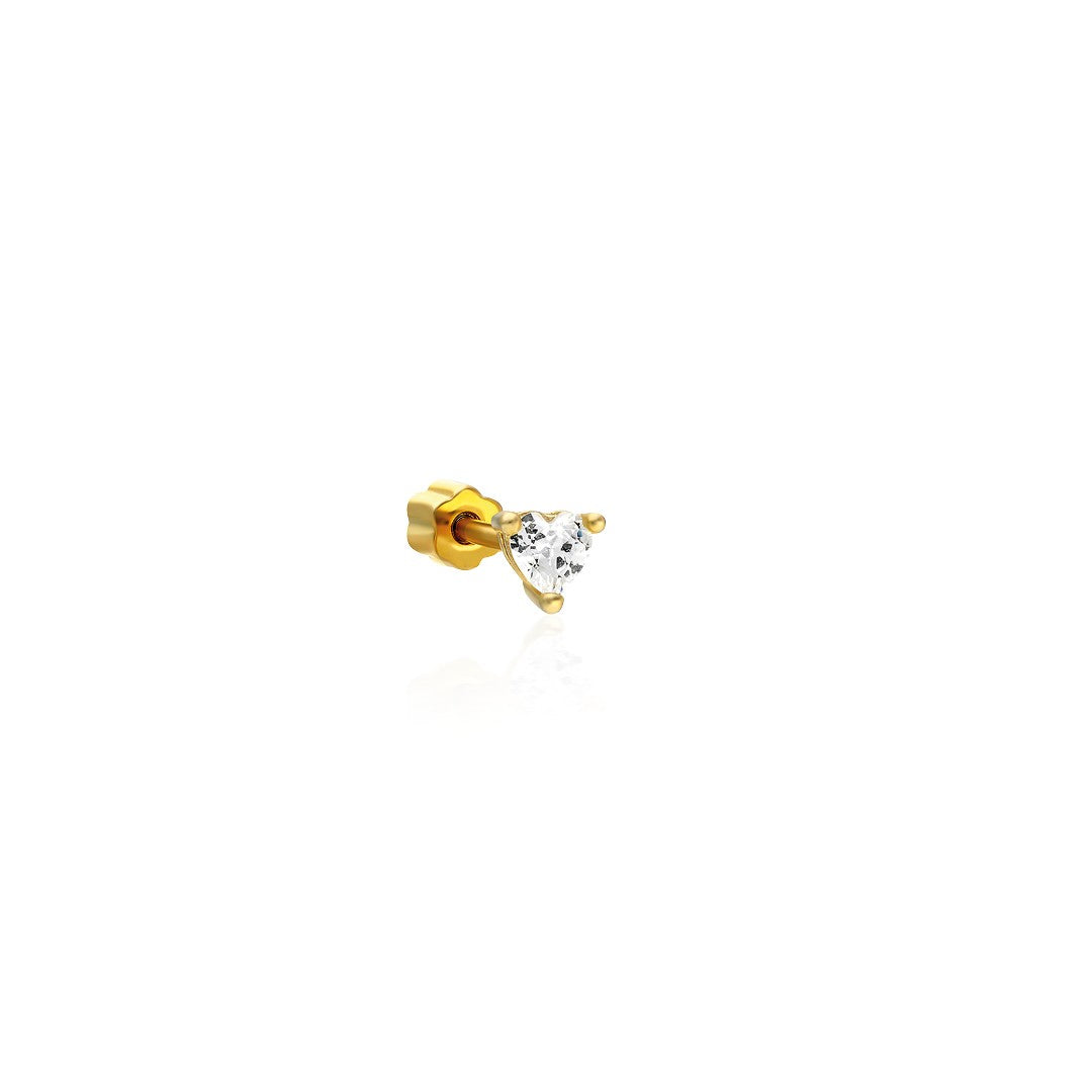 Kalp Taşlı Piercing - 925 GÜMÜŞ