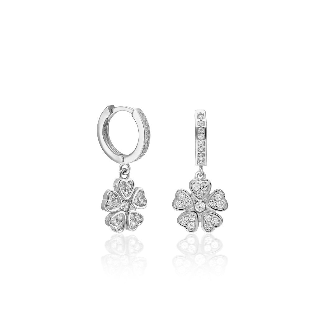 Zirkon Taşlı Çiçek Küpe - 925 GÜMÜŞ